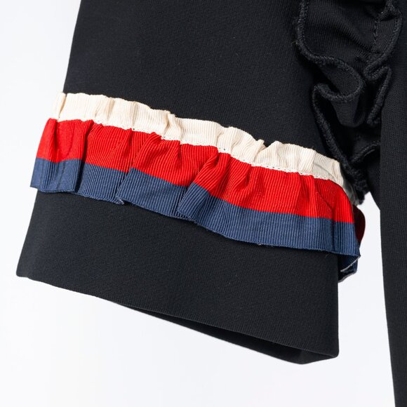 Gucci Black Sylvie-Web Ruffle-Detail Short Dress - Picture 6 of 13